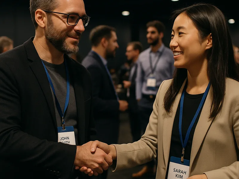 Smart Networking — professionals exchanging contacts