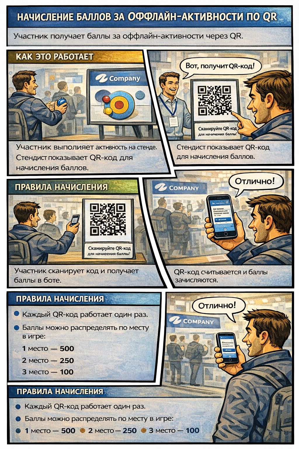 Начисление баллов по QR